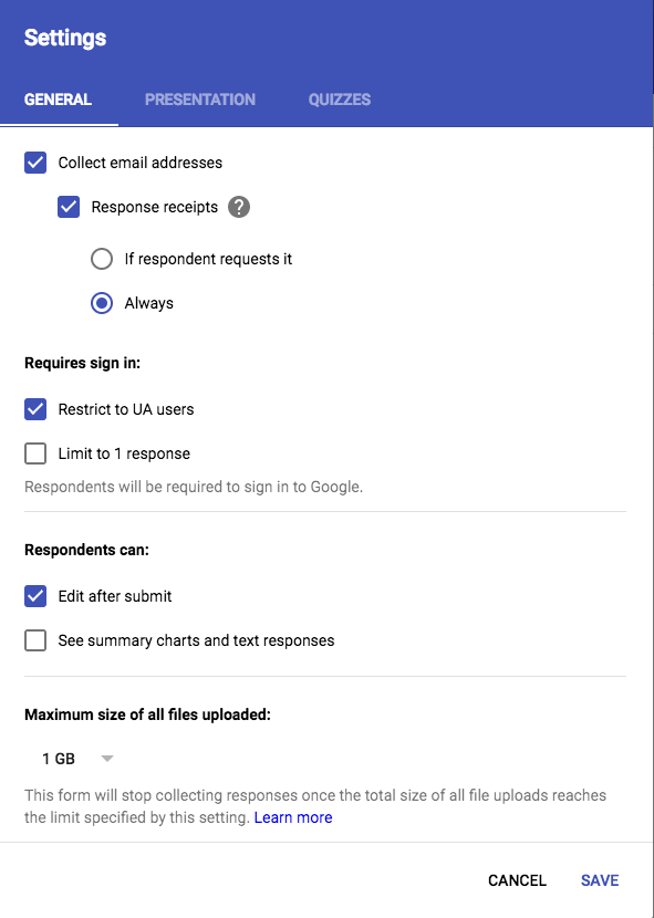 Configuring settings to restrict access to UA users