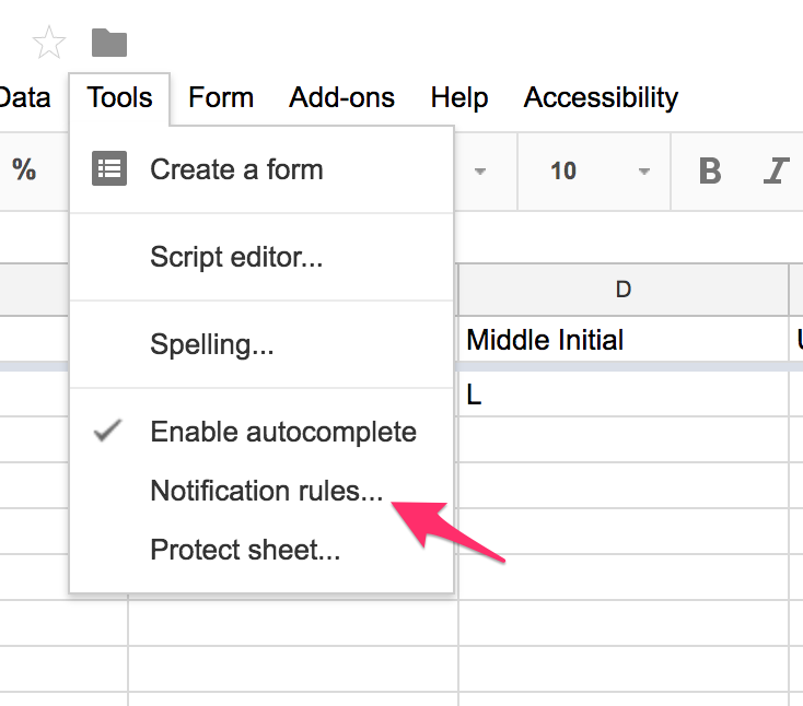 Receiving notifications through the sheet