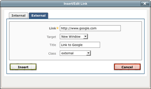 link dialog fo r external link